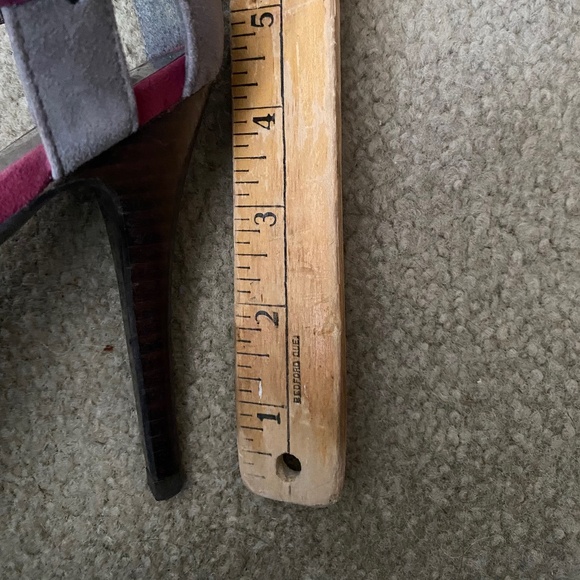 Grey, Purple and Fuschia Suede Strappy Heels, Size 8 - Picture 12 of 13